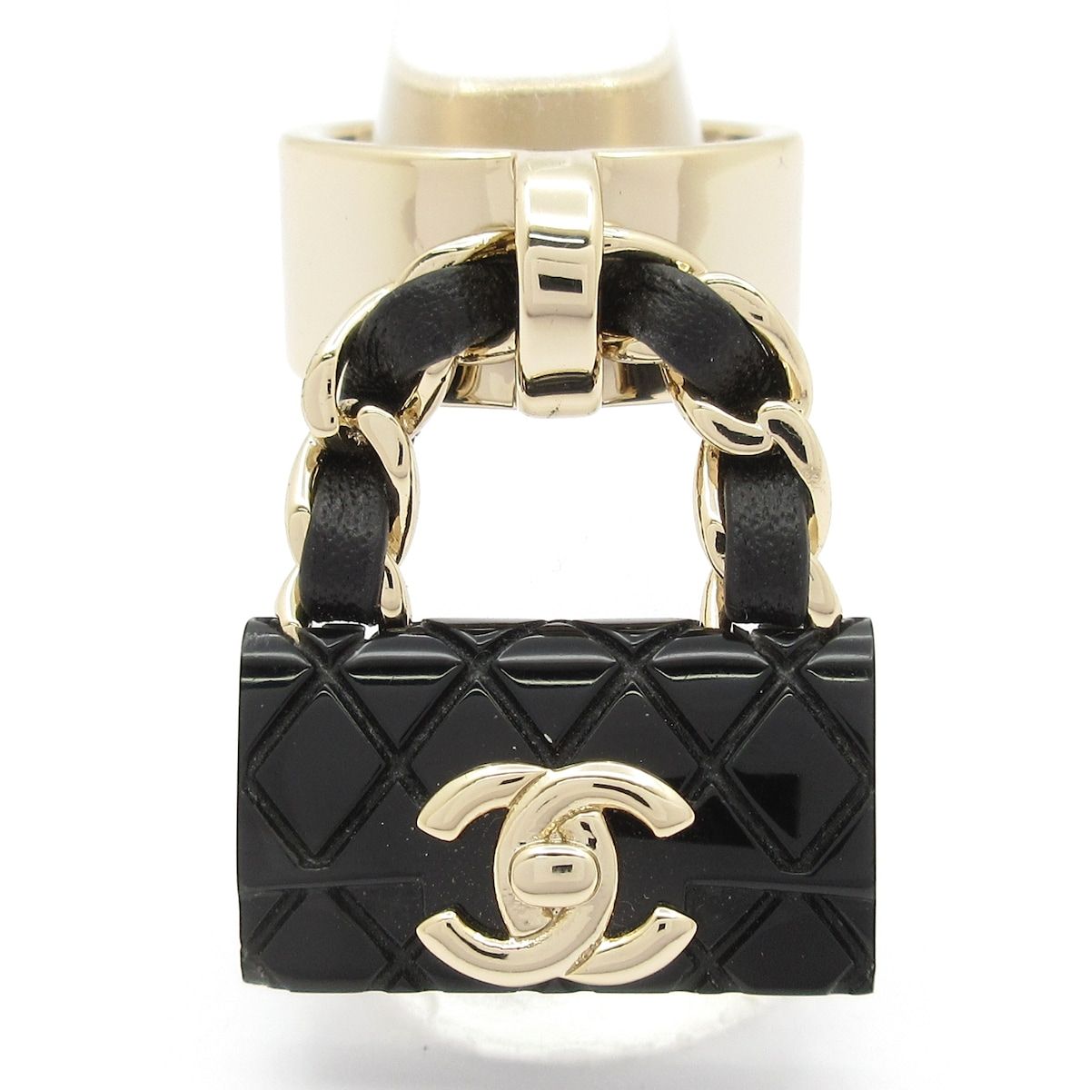 CHANEL(シャネル) リング美品 ココマーク ゴールド×黒 バッグ