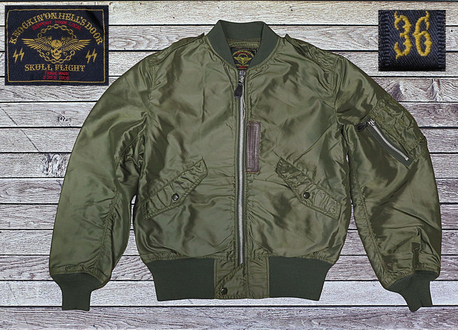 ✅️ 美品 36インチ SKULL FLIGHT スカルフライト L-2 ビンテージ 復刻
