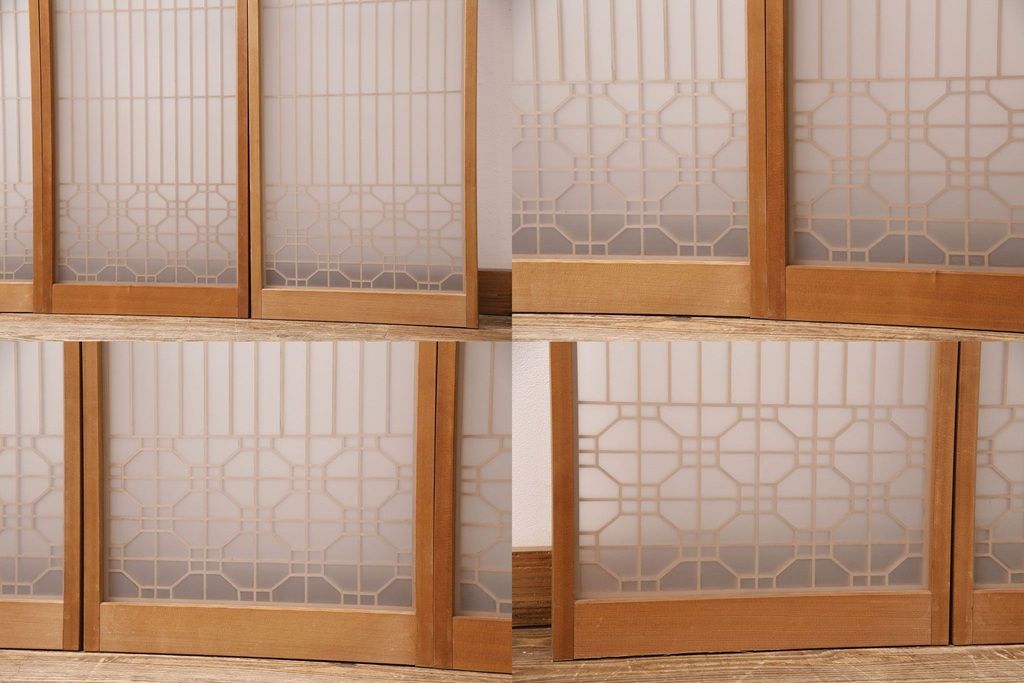 ▽現状販売▽ 書院戸4枚セット ヴィンテージ建具 片面ガラス ガラス戸