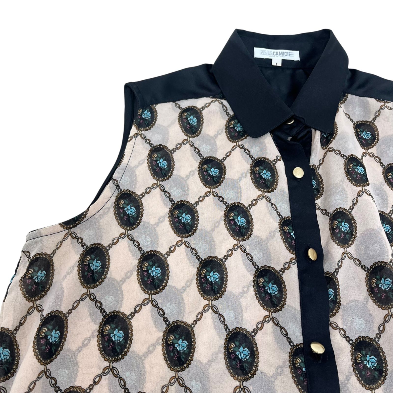 NARACAMICIE ナラカミーチェ ノースリーブ ブラウス 総柄 シフォン 