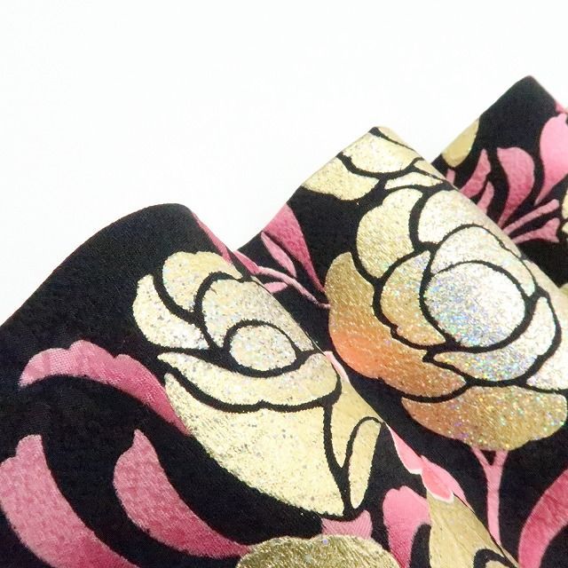 百華❀Y4482◇美品 正絹 金糸刺繡 成人式 牡丹 桜 振袖 着物 単品
