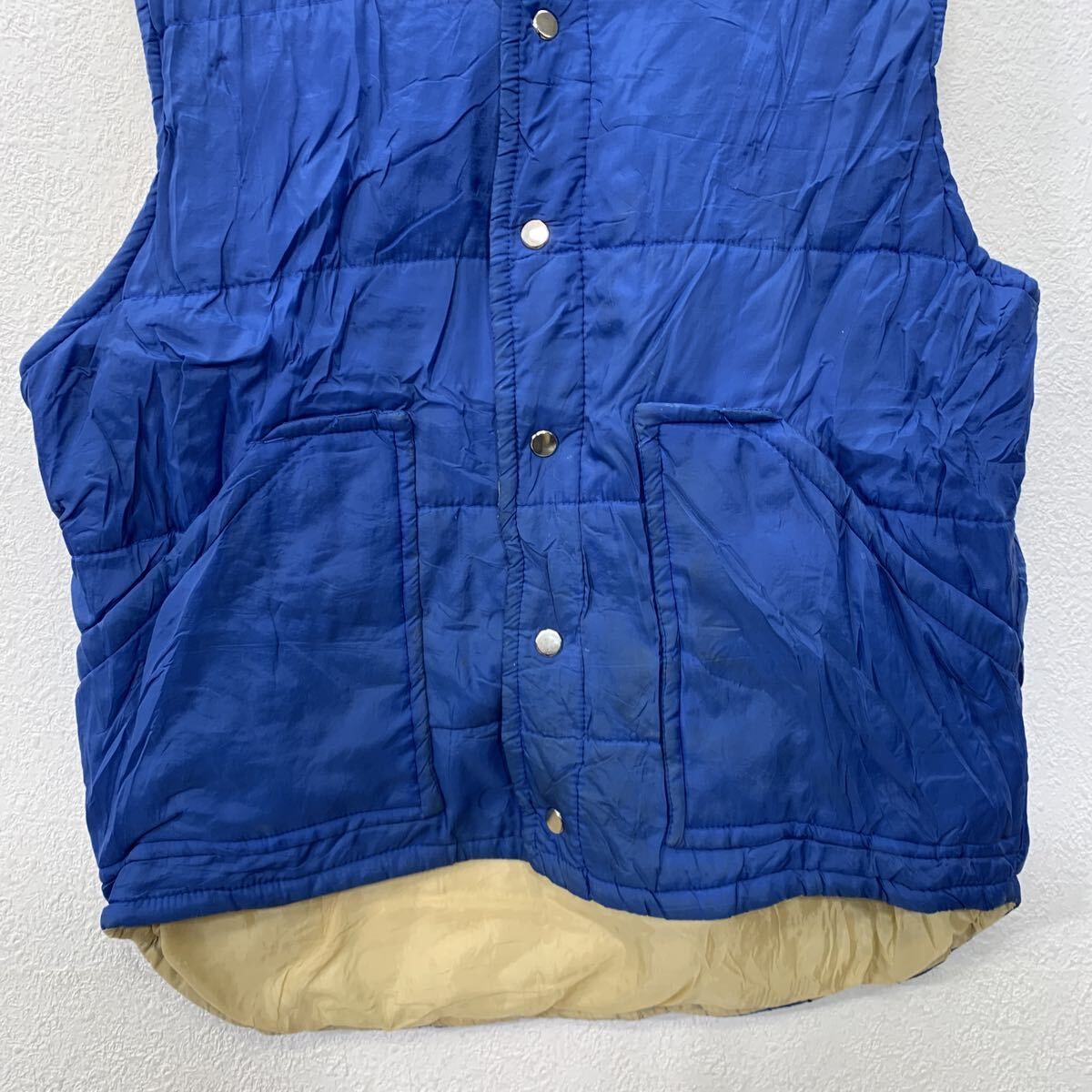 80s Campus ダウンベスト M ブルー キャンパス スナップボタン 80年代