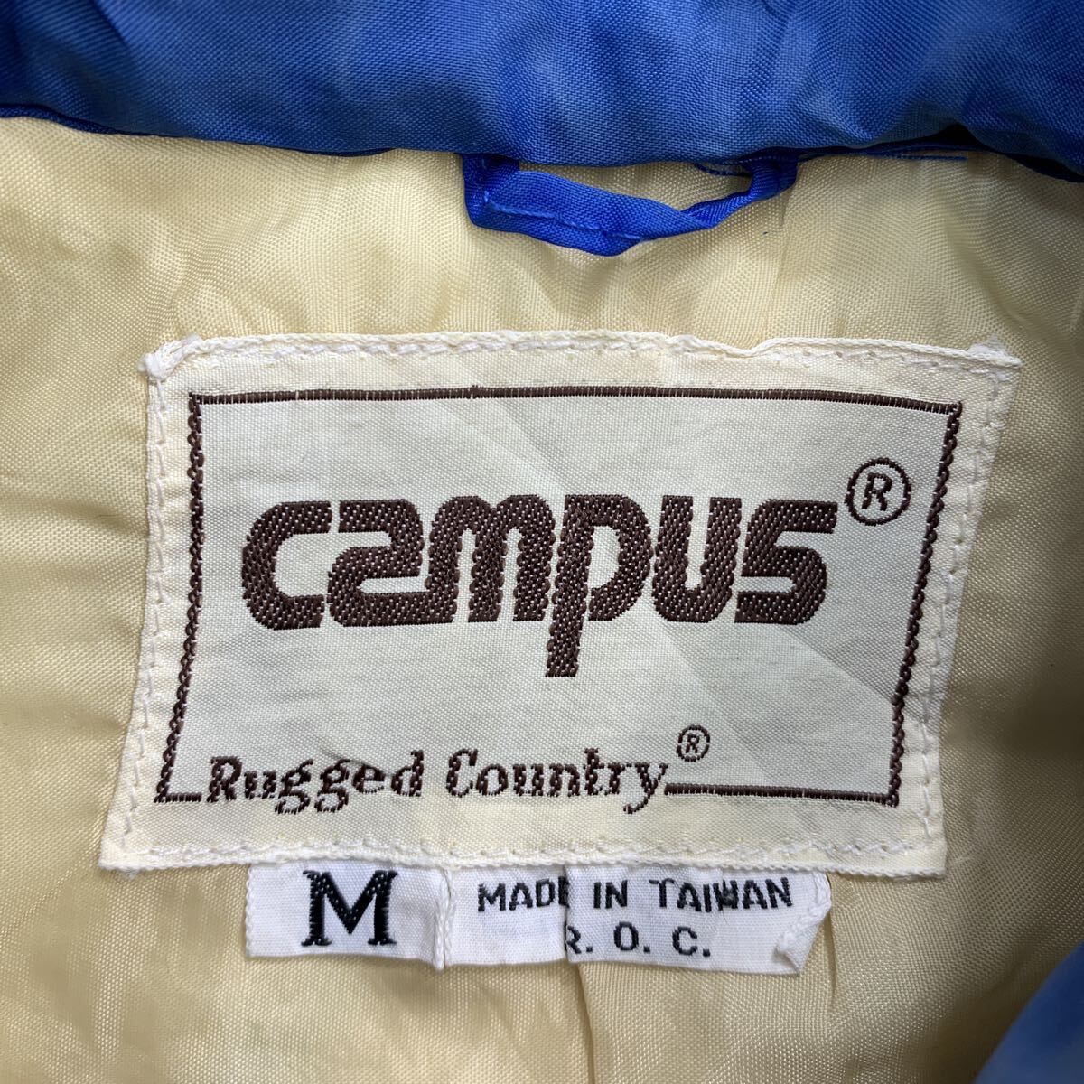 80s Campus ダウンベスト M ブルー キャンパス スナップボタン 80年代