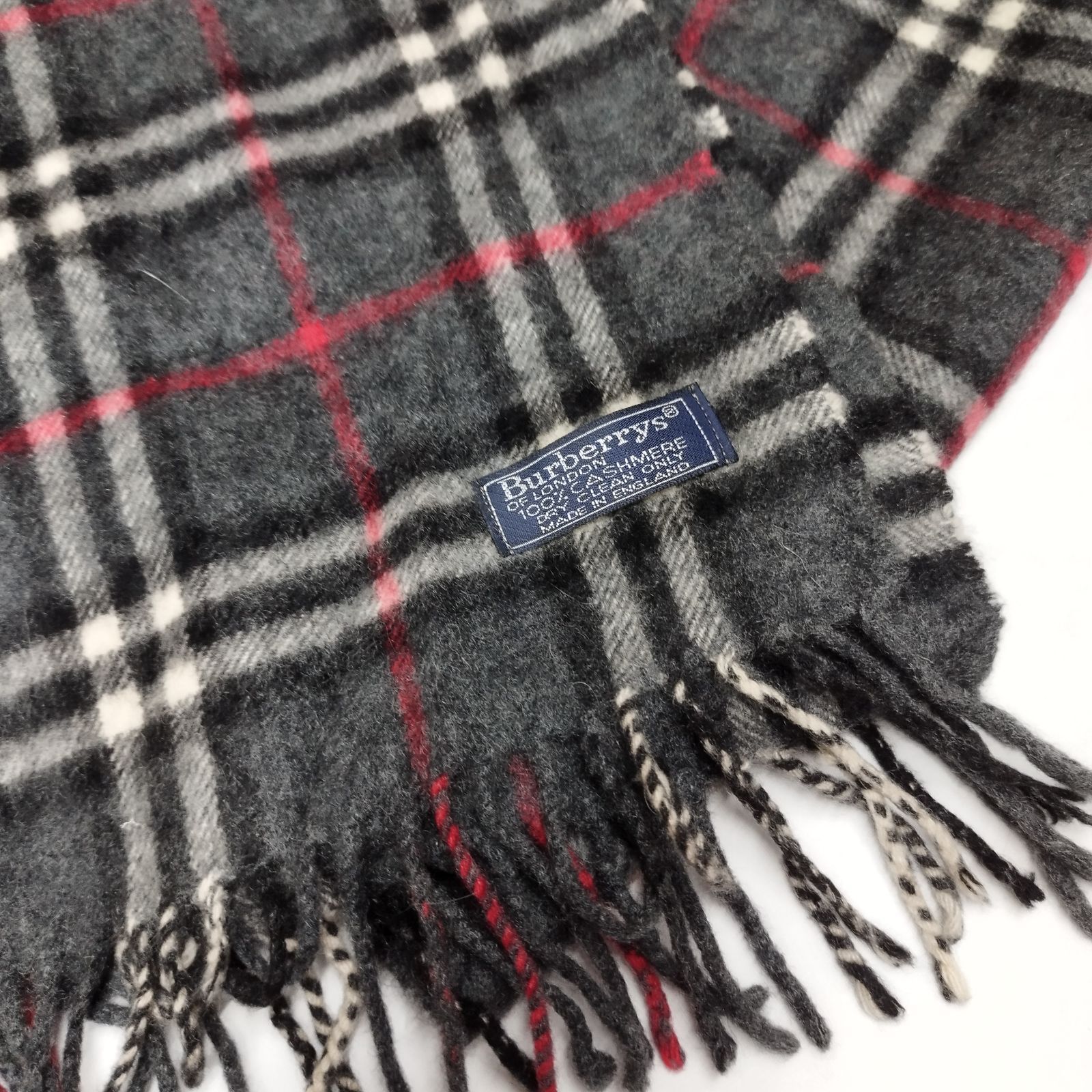 美品✨バーバリーロンドン　カシミヤ100% マフラー　英国製　ノバチェック 極美品】バーバリーロンドン カシミヤ100% マフラー ネイビー ノバ