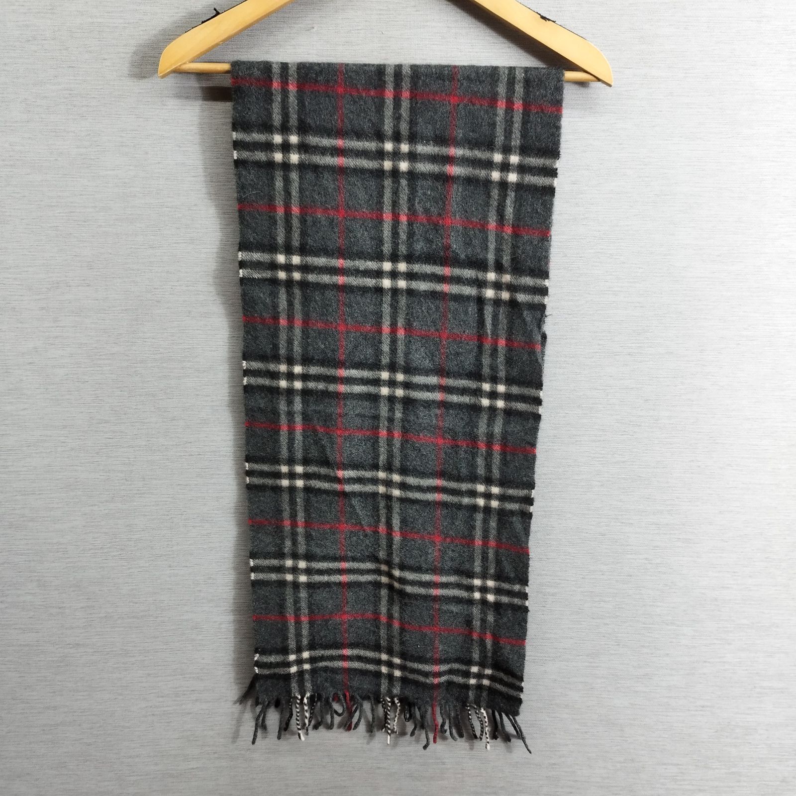 希少カラー　バーバリーロンドン　イギリス製　カシミヤ100% チェック　マフラー 極美品】バーバリーロンドン カシミヤ100% マフラー ネイビー ノバ