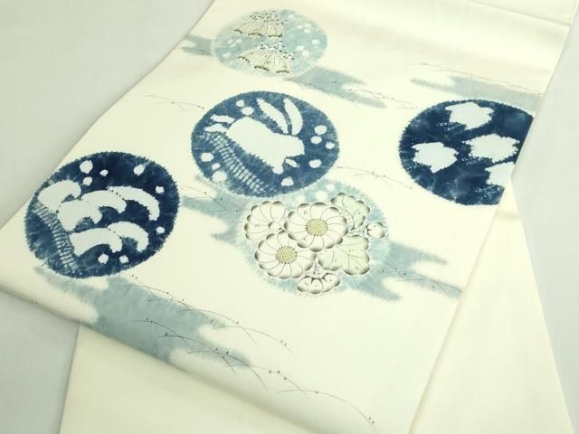 平和屋本店○極上 辻が花作家 小倉建亮の弟子 塩瀬 九寸開き名古屋帯 