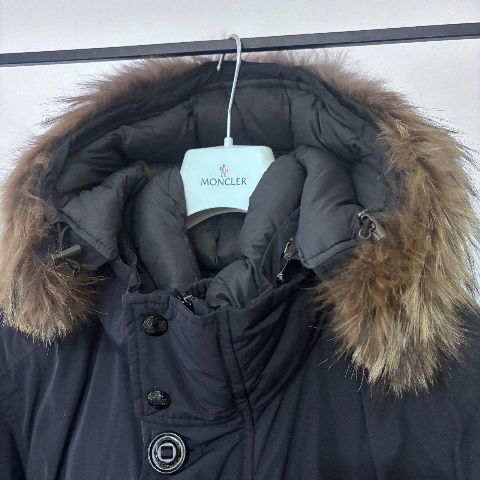 モンクレール MONCLER☆リバー☆RIVER☆リアルファー☆ミドル丈ダウン 