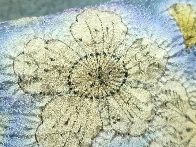 平和屋本店○最高級 二代目 久保田一竹 幻の辻が花 太鼓柄袋帯 金通し