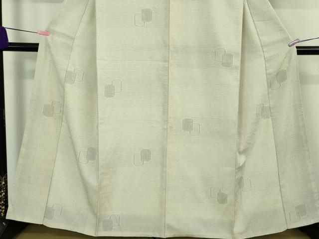 平和屋本店■極上　白たかの絣　単衣　110亀甲　あらと織　笹竹文　反端付き　逸品　未使用　DZAA2631kh5 平和屋本店▽極上 白たかの絣 単衣 110亀甲 あらと織 笹竹文 反端付き