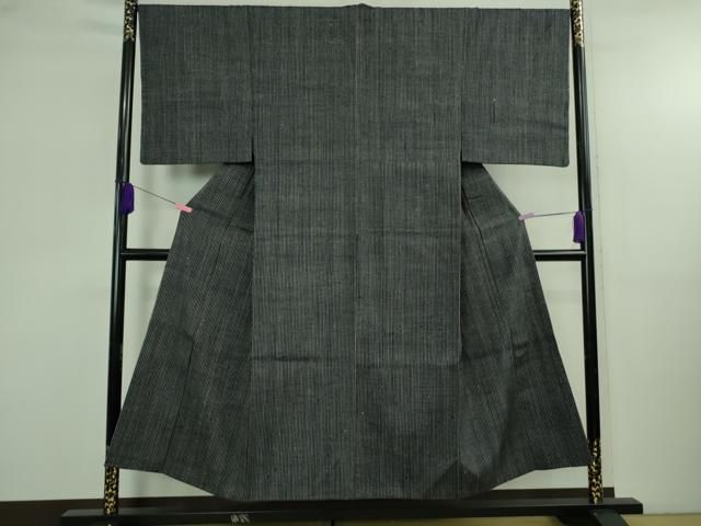 平和屋本店●極上　男性　浦野理一　経節紬　縞　藍墨茶色×濃藍色　逸品　DZAB4115kh6 平和屋本店○極上 男性 浦野理一 経節紬 縞 藍墨茶色×濃藍色 逸品