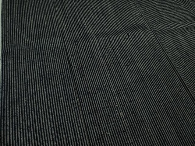 平和屋本店○極上 男性 浦野理一 経節紬 縞 藍墨茶色×濃藍色 逸品