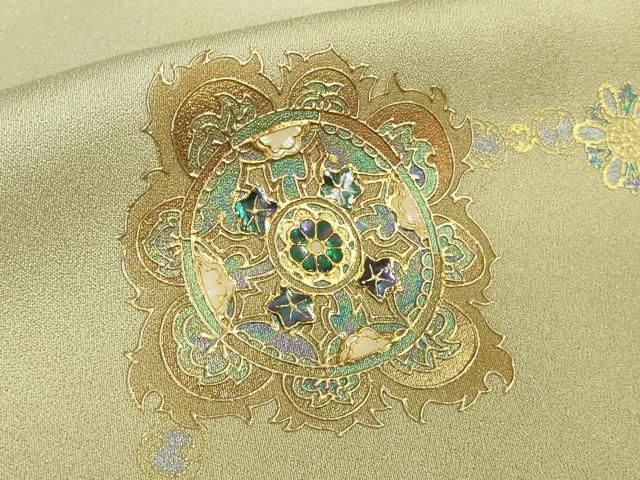 平和屋本店●極上　螺鈿作家　甲斐泰造　訪問着　螺鈿　パール　辰砂織　花菱　暈し染め　金彩　銀通し地　反端付き　逸品　DZAB4128kh6 平和屋本店○極上 螺鈿作家 甲斐泰造 訪問着 螺鈿 パール 辰砂織 花菱