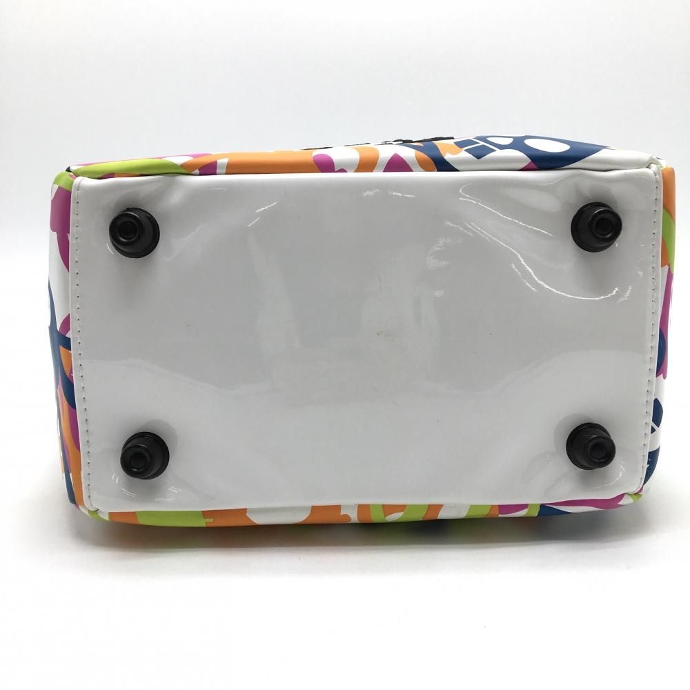 サイコバニー カートバッグ 白×マルチカラー ロゴ総柄 内外ポケット付