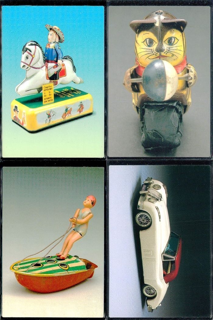 ブリキのおもちゃ コレクション 昭和レトロ ux367 TIN TOYS 1996 動物 車 ブリキ トレカ 4枚まとめ セット レトロ