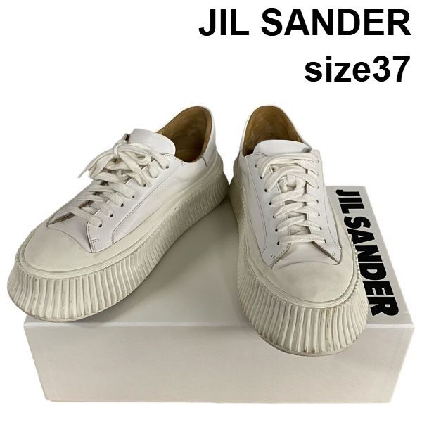 JIL SANDER 厚底スニーカー ホワイト/ブラック37 ジルサンダー JIL SANDER プラットフォーム スニーカー 厚底