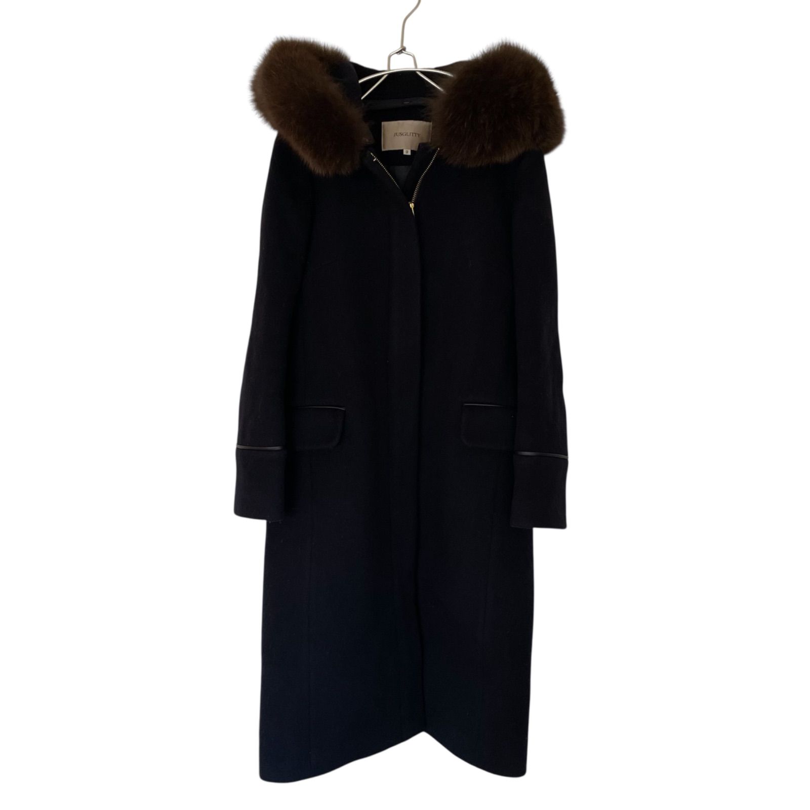 美品】JUSGLITTY ファー付3WAYロングコート ネイビー 2【ZK78】 - メルカリ