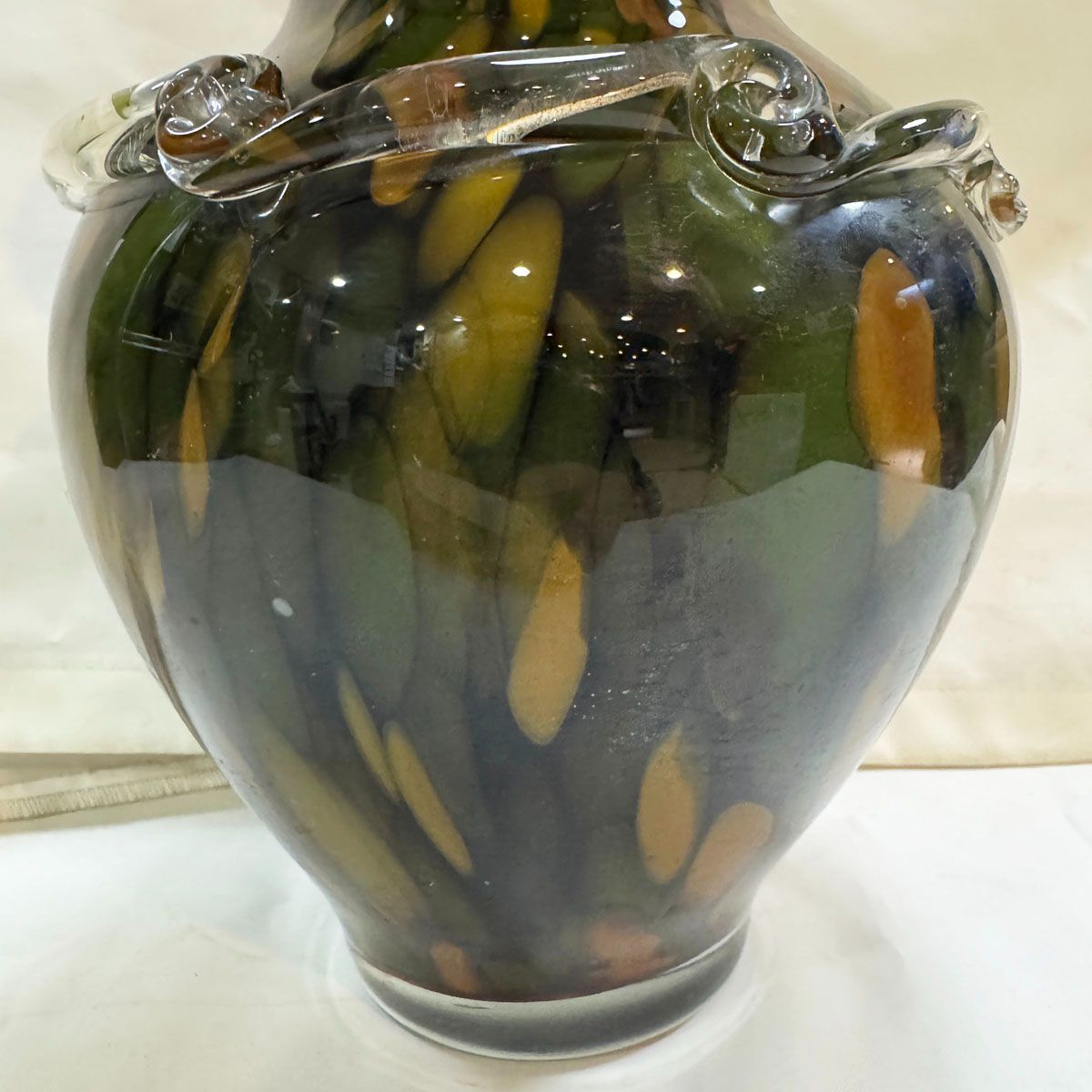 詳細不明○フラワーベース○花器 壺 オブジェ ガラス製 マーブル柄