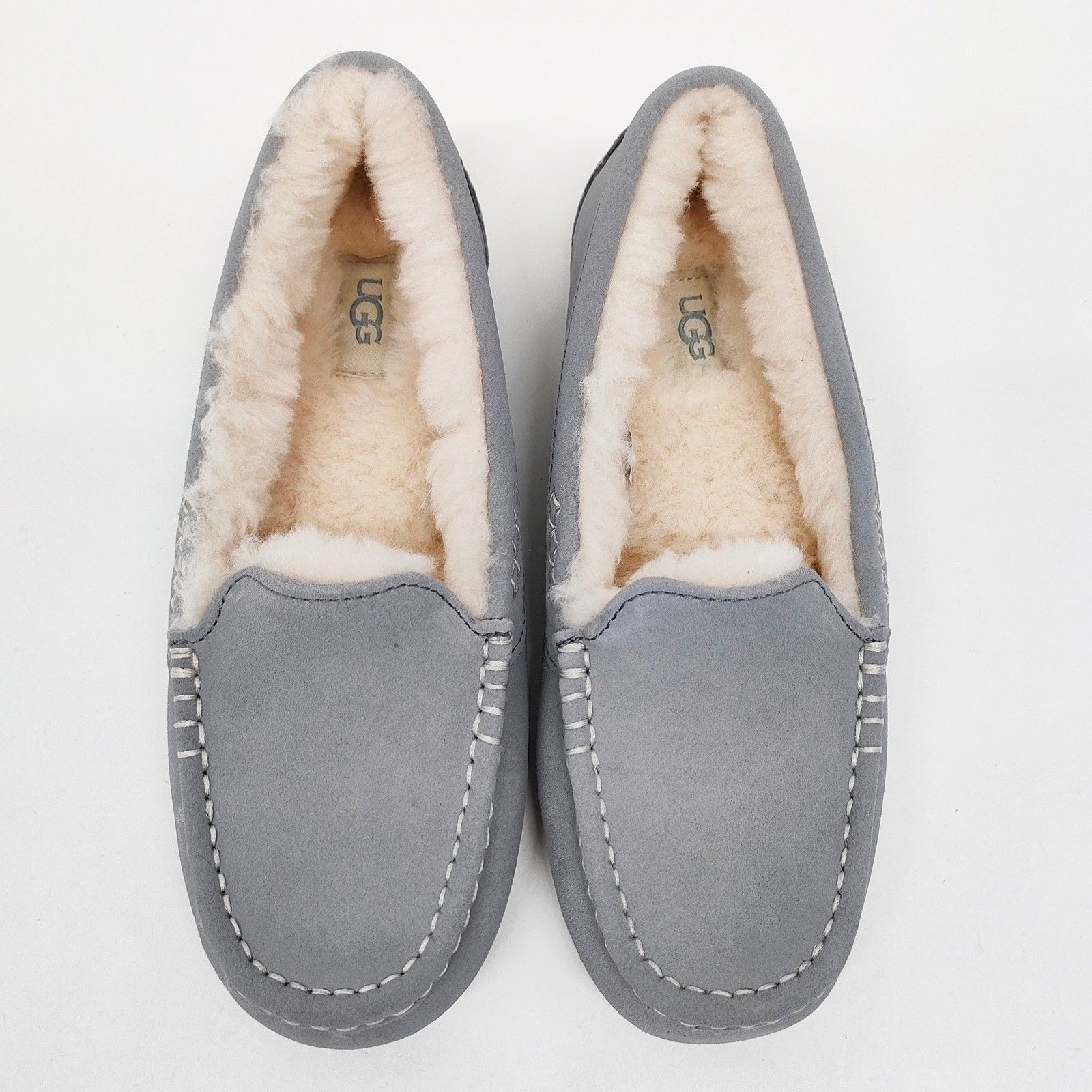 UGG 25cm アンスレー ライトグレー USA 8 ボア モカシン W ANSLEY