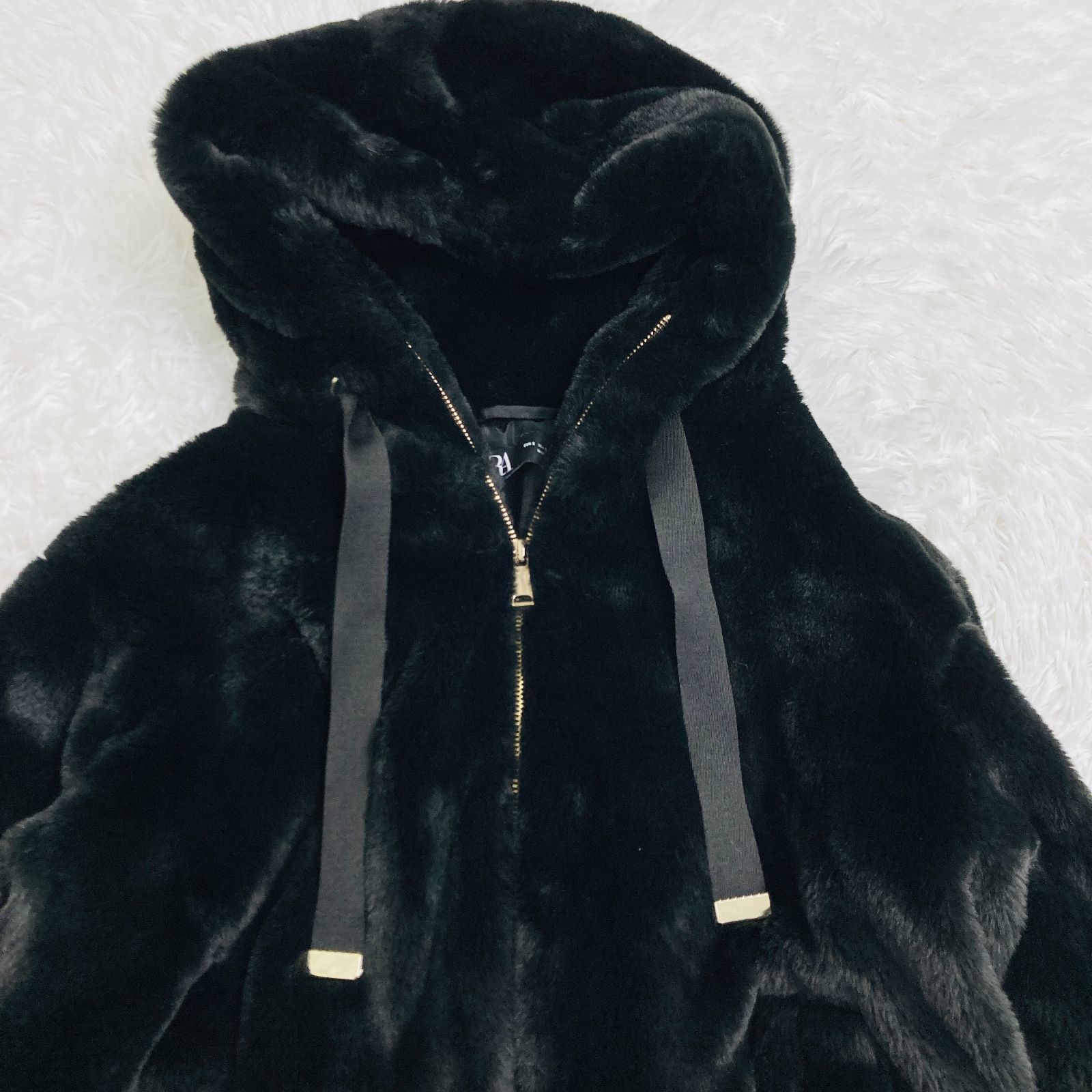 ZARAフリース フード付き ジャンパー 黒 ZARA ザラ アウター フリース 