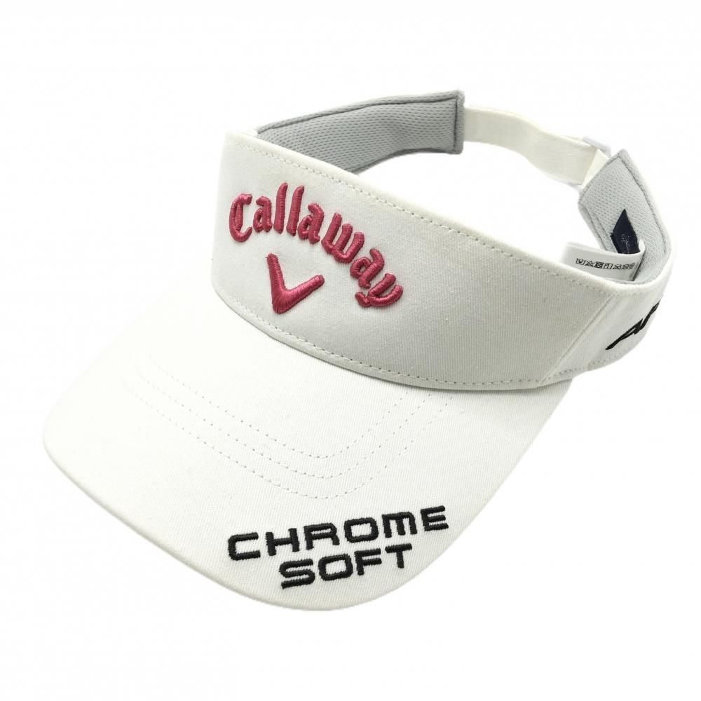 キャロウェイ サンバイザー 白×ピンク ロゴ刺しゅう FR ゴルフウェア