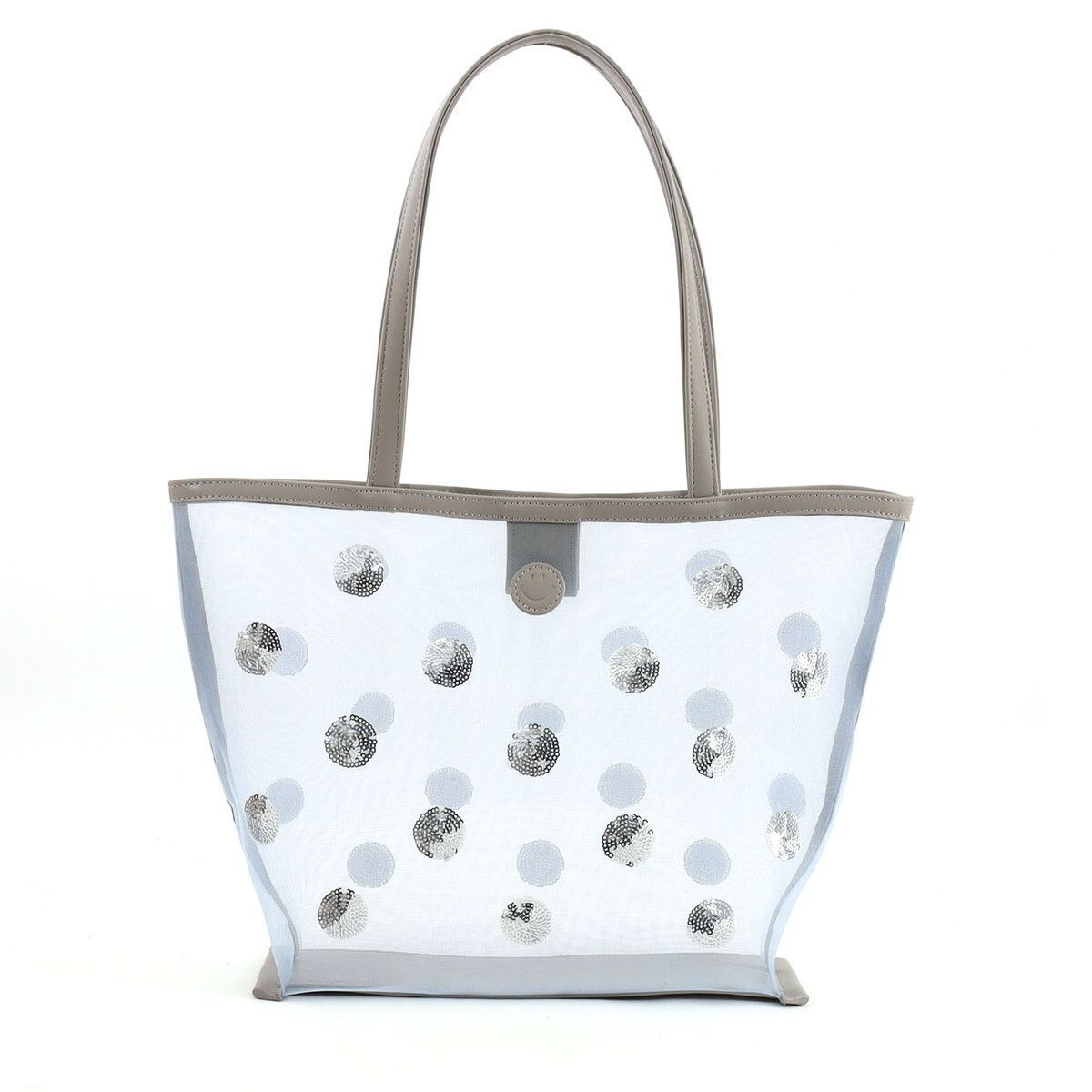 ぺこちゃん　ドット柄スパンコールバッグ COOCO クーコ】SMILEY スパンコールドット柄刺繍 トートバッグ にこ