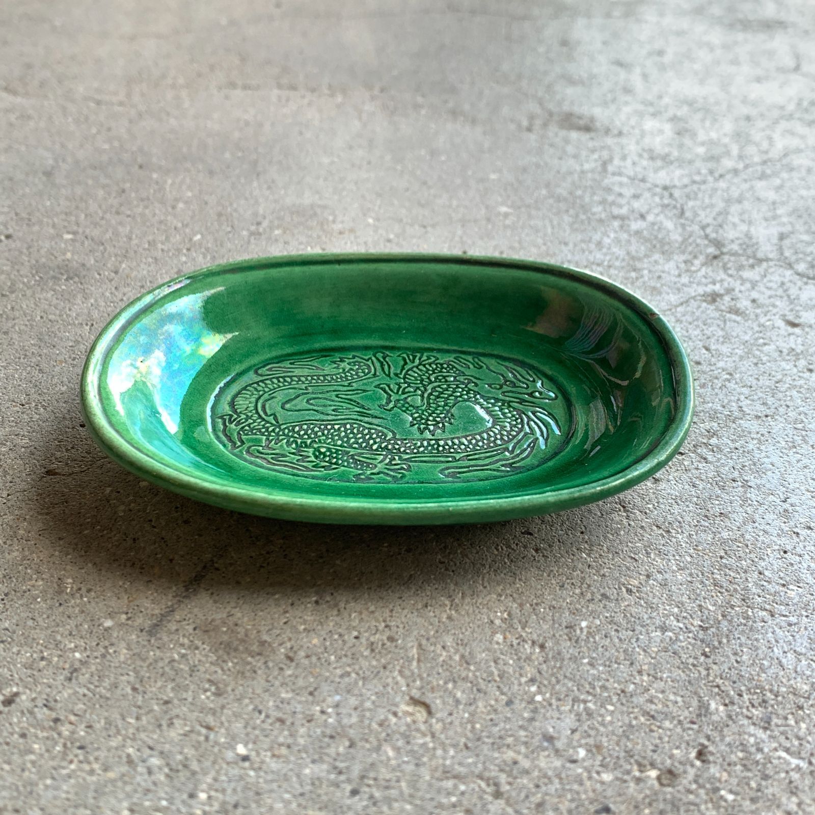 珉平焼 民平焼 緑釉 雲龍文 小判皿 豆皿 /HM-0226 - メルカリ