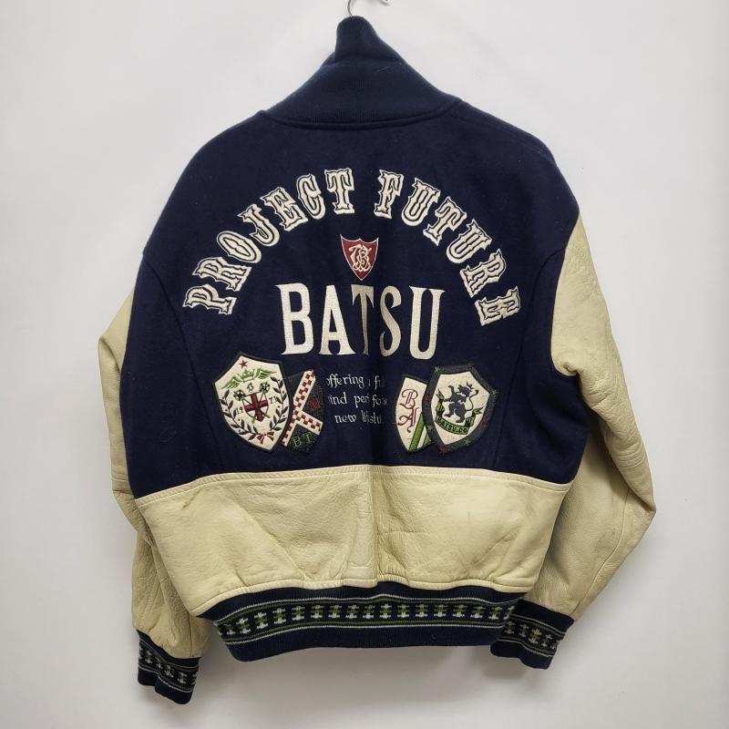 バツ スタジャン 80s-90s MEN'S BA-TSU 袖革 015028-400 レザー 刺繍