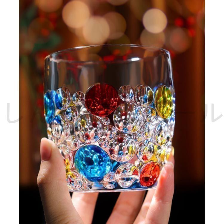 新しい未使用 虹色 カラフル 400ml 4個セット ガラス コップ