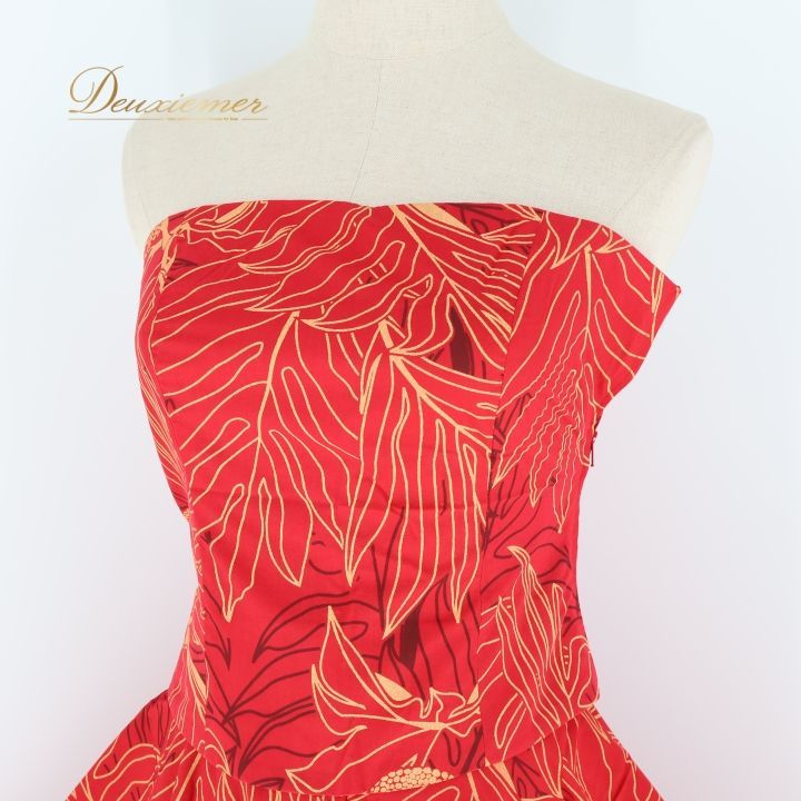 フラダンス 衣装 ツーピース セットアップ 上下セット レッド系