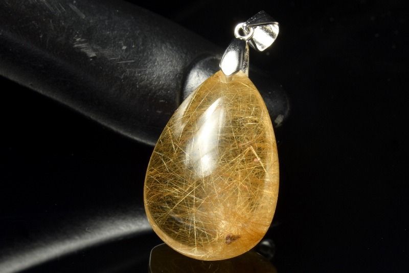 1点物】シルバー925◇たっぷり針内包 ゴールドルチルクォーツ 25x17mm