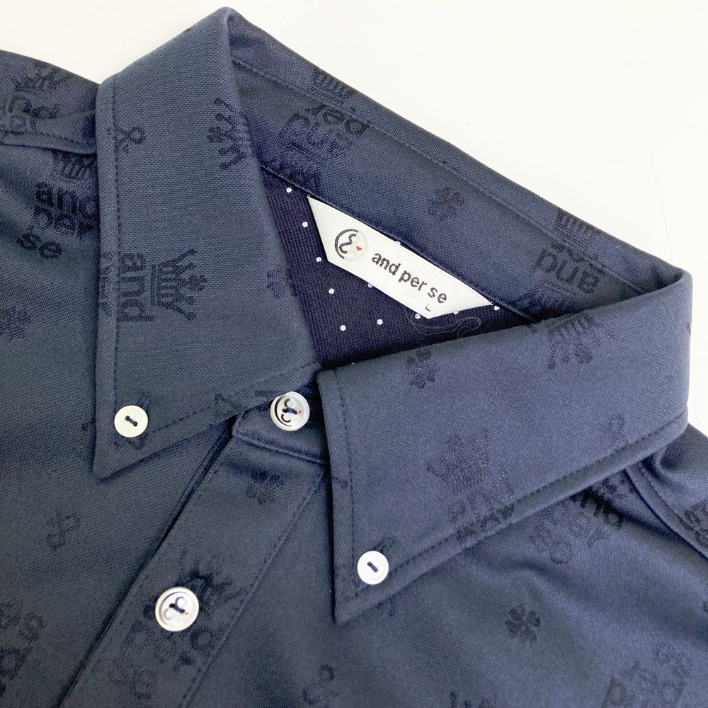 サイズ：L AND PER SE アンパスィ 半袖ポロシャツ ボタンダウン ロゴ