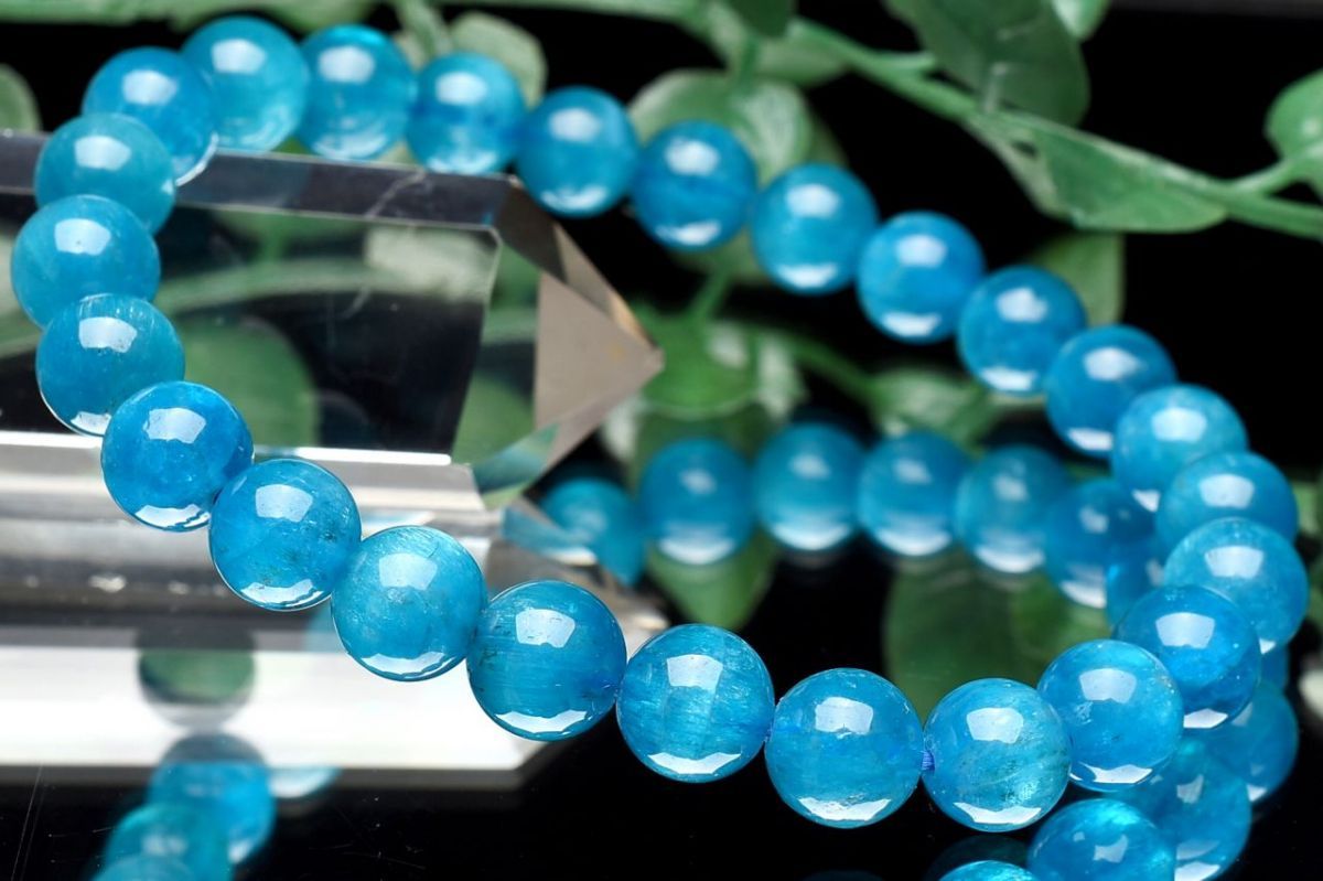 1点物】ブラジル産◇高発色 ブルーアパタイト 7.5mm ブレスレット