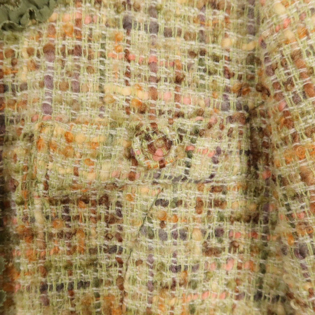 美品】ピンクハウス☆上品！ノーカラージャケットサイズM グリーン系