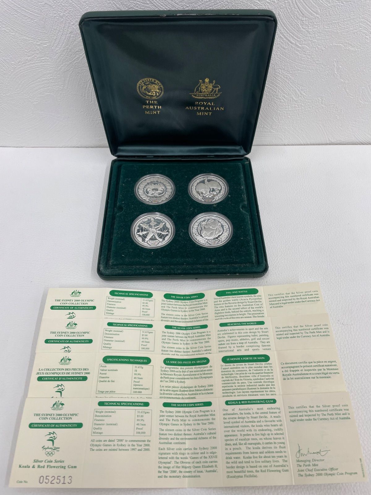 2000年シドニーオリンピック公式記念コイン 5ドル銀貨4枚セット