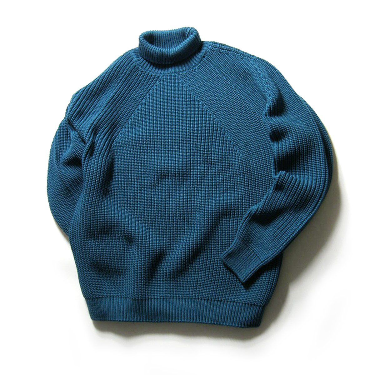 BATONER バトナー ケーブル編み タートルニット 日本製 ウール ブルー 新品】 BATONER ／ バトナー SIGNATURE TURTLE NECK ソリッドウール