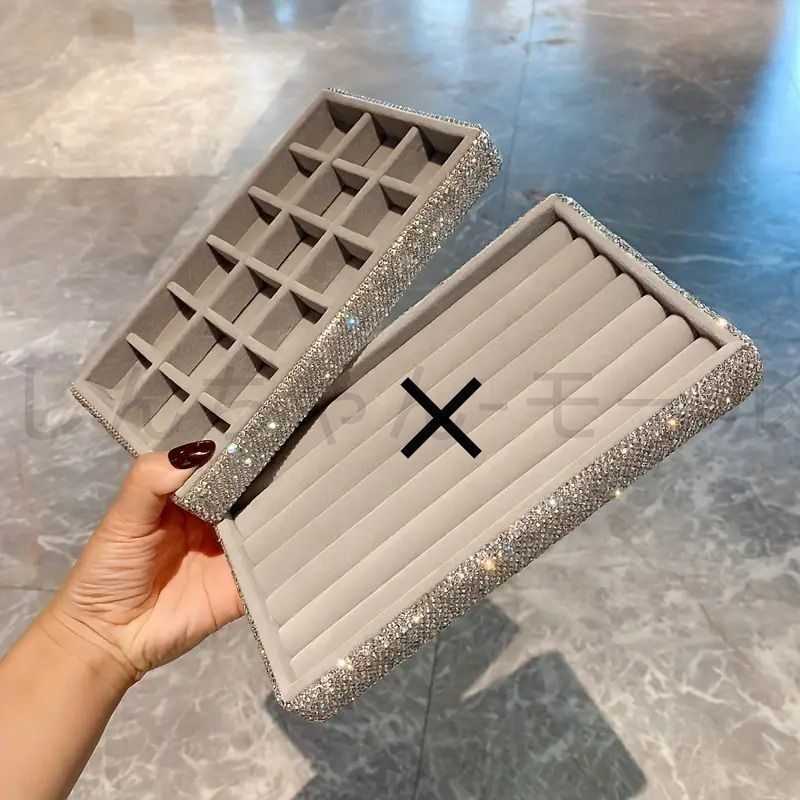 グレースエードアクセサリーケース 2025新品?未使用】スエード ケース ジュエリーボックス 18グリッド