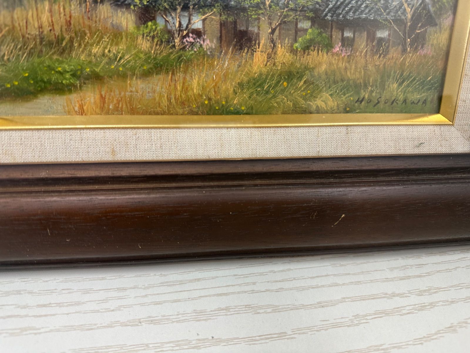 H135-z】細川進 奥丹波路 油絵 油彩画 絵画 風景画 額装 サイン 裏書