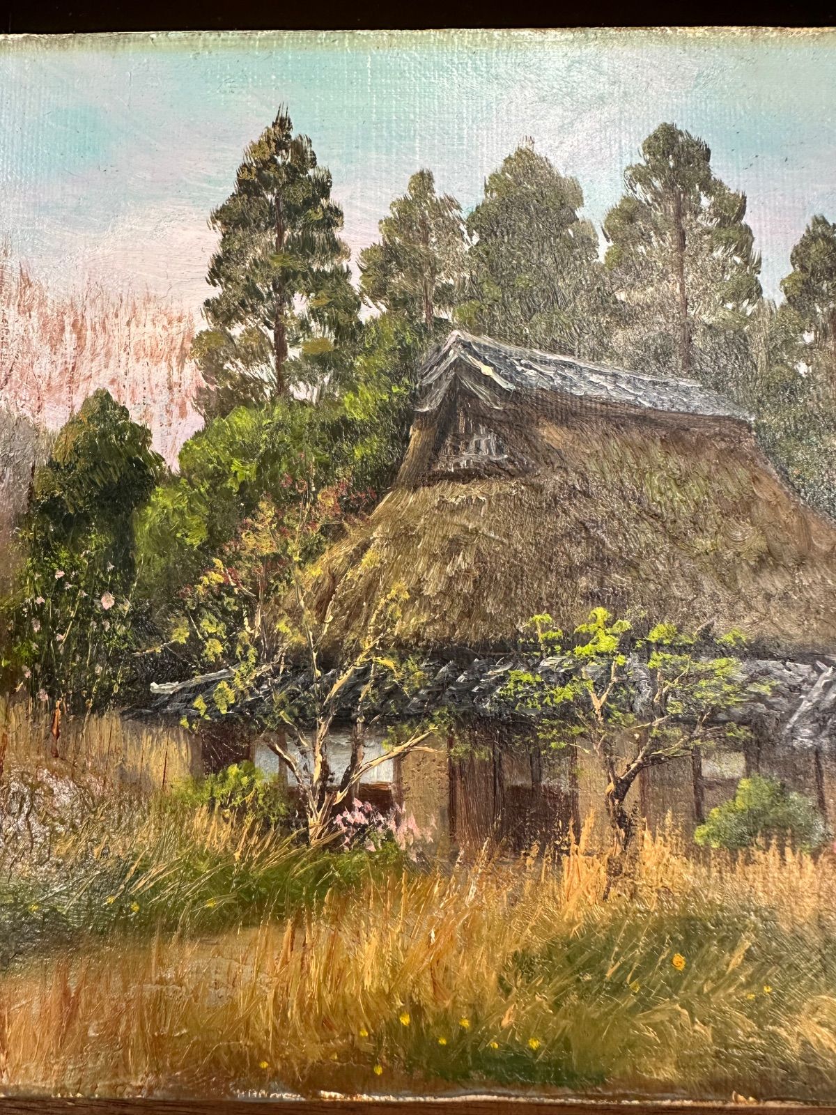 H135-z】細川進 奥丹波路 油絵 油彩画 絵画 風景画 額装 サイン 裏書