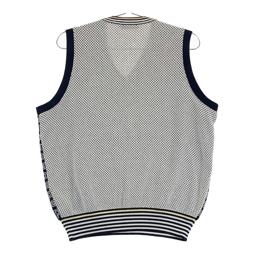 サイズ：M AND PER SE アンパスィ ニットベスト ロゴ総柄 ホワイト系