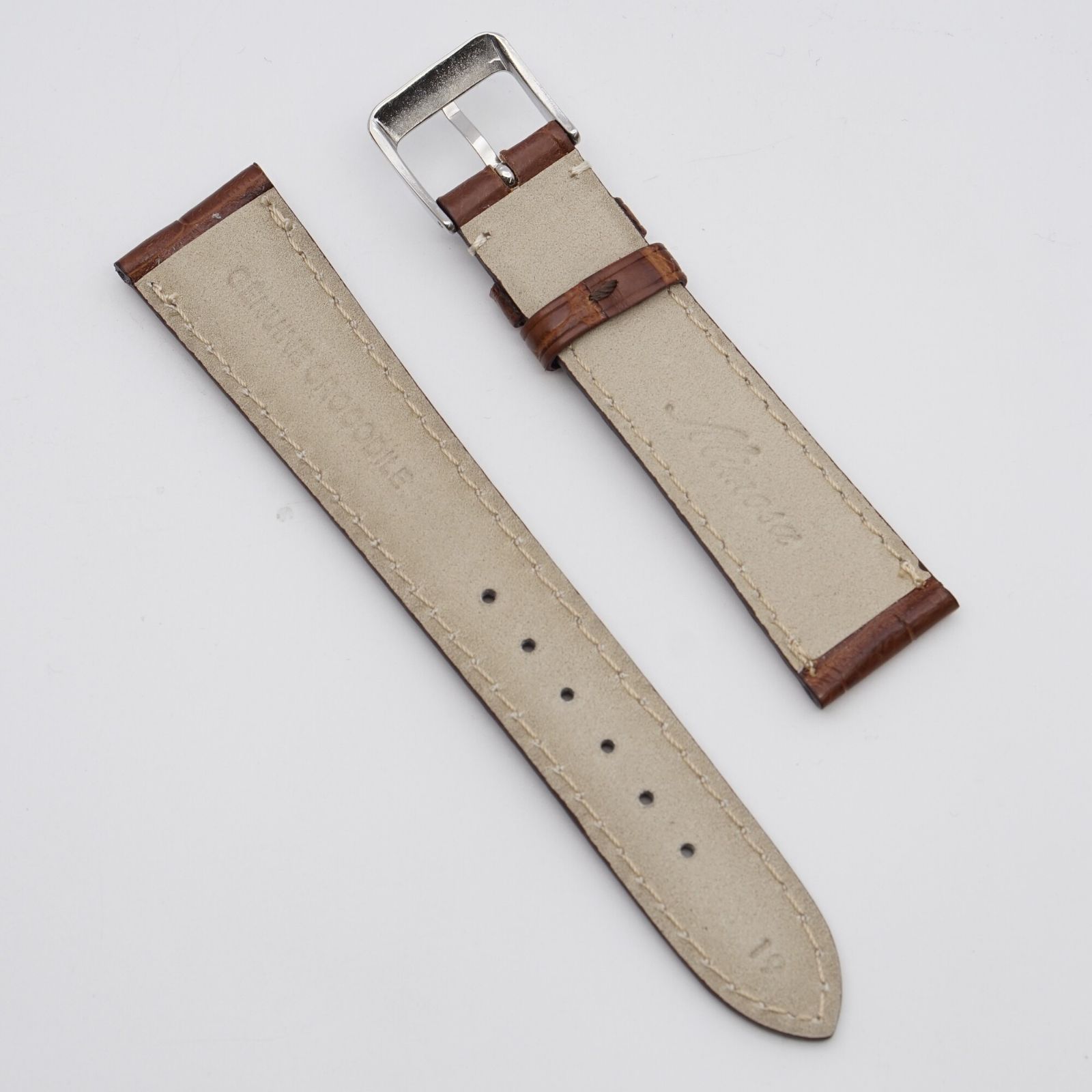 試着のみ 未使用 ミモザ マット クロコダイル 時計 18mm-16mm こげ茶 ミモザ クロコマット 時計バンド 19mm クロコダイル ブラウン メンズ