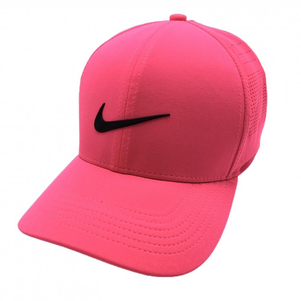 【超美品】ナイキ キャップ 蛍光ピンク×黒 一部パンチング L/XL   ゴルフウェア NIKE