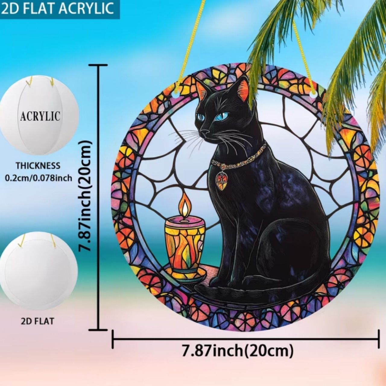 サンキャッチャー ステンドグラス風 黒猫 インテリア ウォールアート