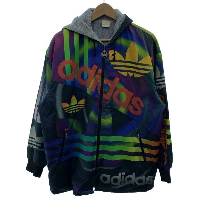 adidas ナイロンジャンパー 90s vintage 90年代 OLD 裏地ボア 総柄