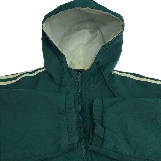 adidas フード付き緑ジャンパー 90s adidas ナイロンジャンパー 90s vintage 90年代 OLD フルジップ フード