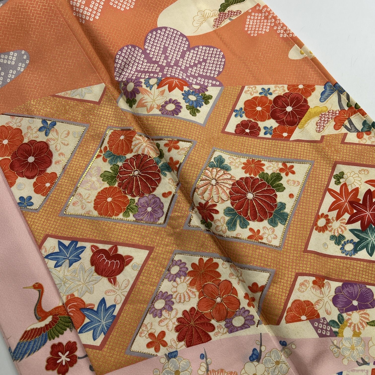 振袖 4枚 正絹 着物おまとめ売り同梱購入歓迎 リメイク用 着付け練習用