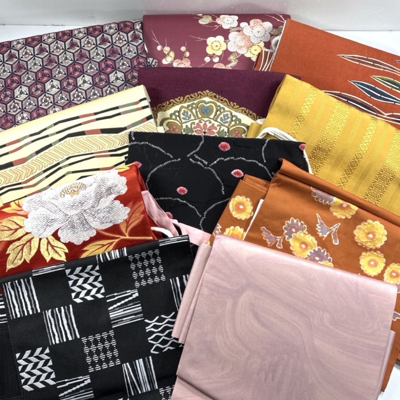 作り帯 11本 帯まとめ売り 同梱購入歓迎 リメイク用 着付け練習用