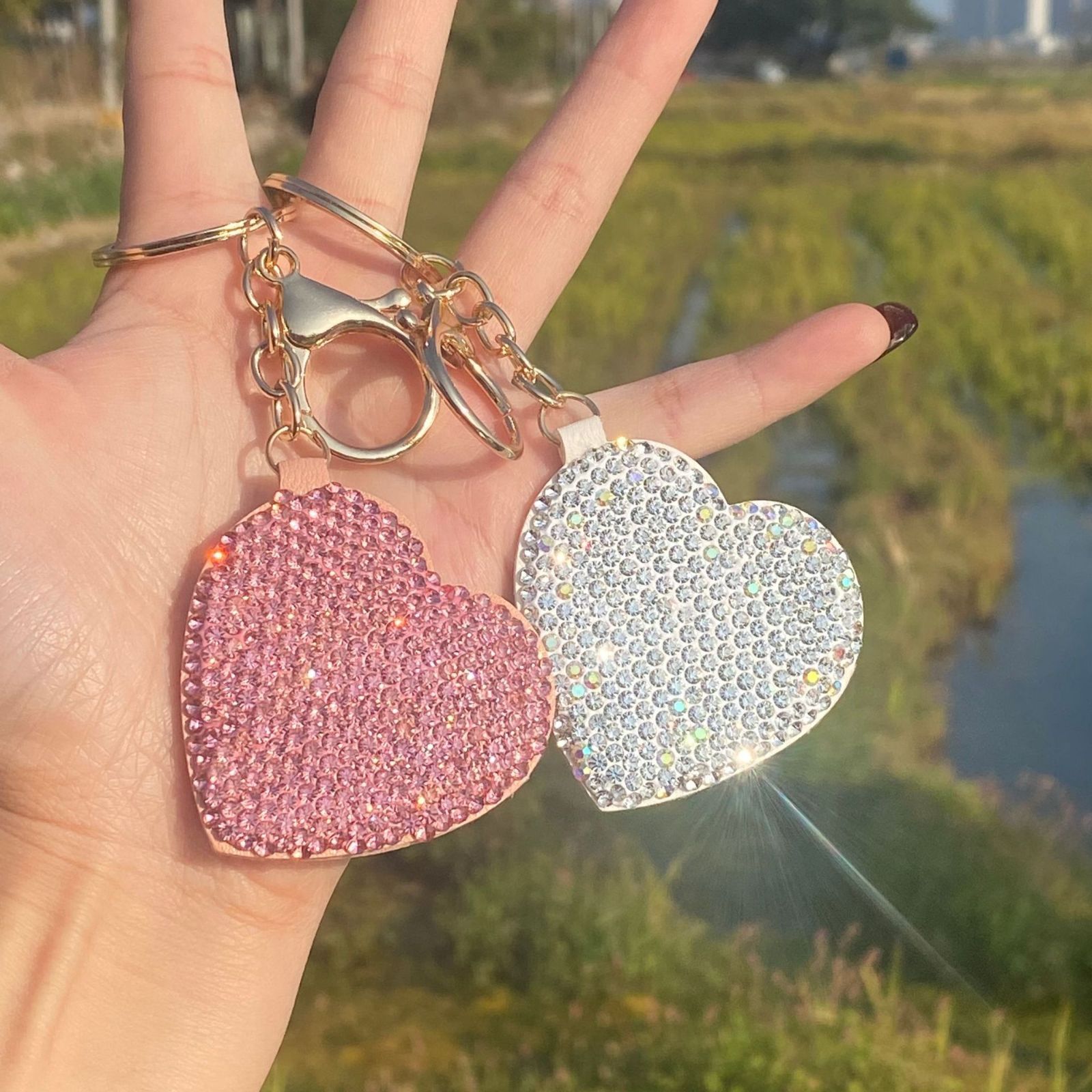 新品未使用 高級ハート型キーホルダー カスタマイズ可 バッグチャーム