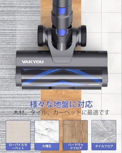 コードレス掃除機 LEDタッチパネル 42KPa強力吸引力 Amazon | コードレス掃除機 自立式 40000Pa強力吸引 60分長時間運転