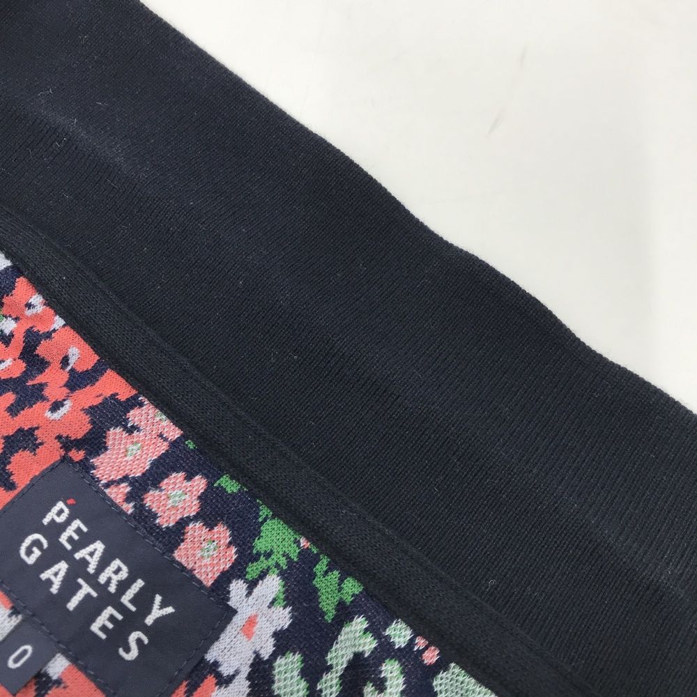 サイズ：0 PEARLY GATES パーリーゲイツ 半袖ポロシャツ 花柄 ネイビー