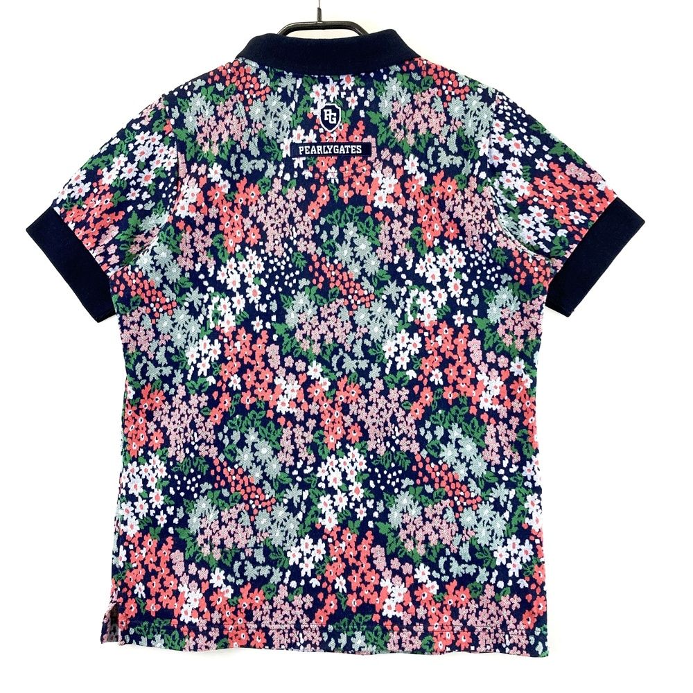 サイズ：0 PEARLY GATES パーリーゲイツ 半袖ポロシャツ 花柄 ネイビー